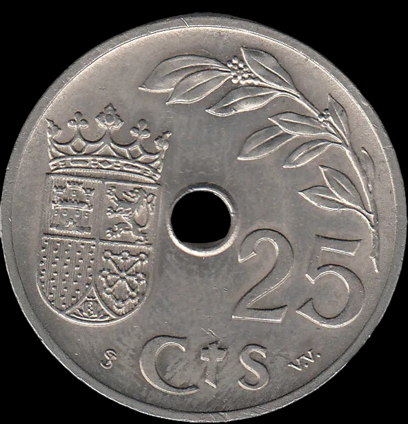 Moneda de 25 Cts Franquistas de la Guerra Civil.