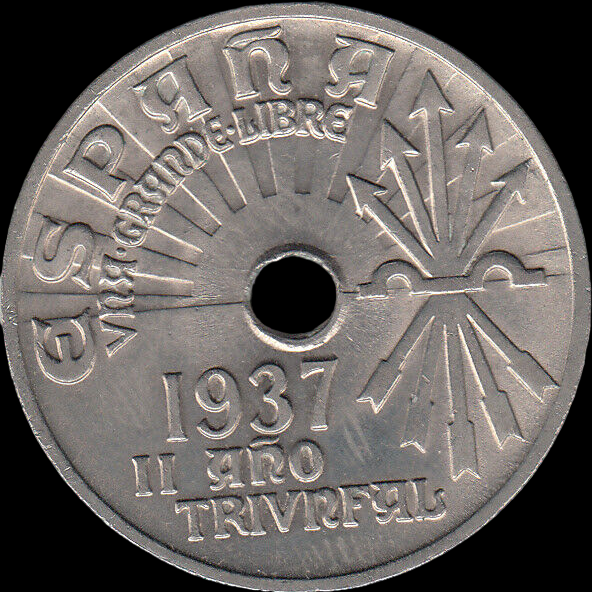 Moneda de 25 Cts Franquistas de la Guerra Civil.