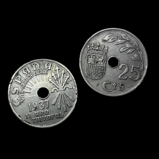 Moneda de 25 Cts Franquistas de la Guerra Civil.