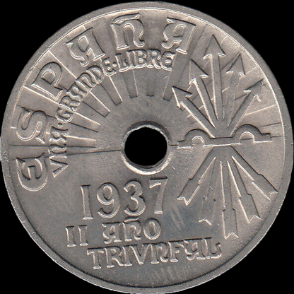 Moneda de 25 Cts Franquistas de la Guerra Civil.
